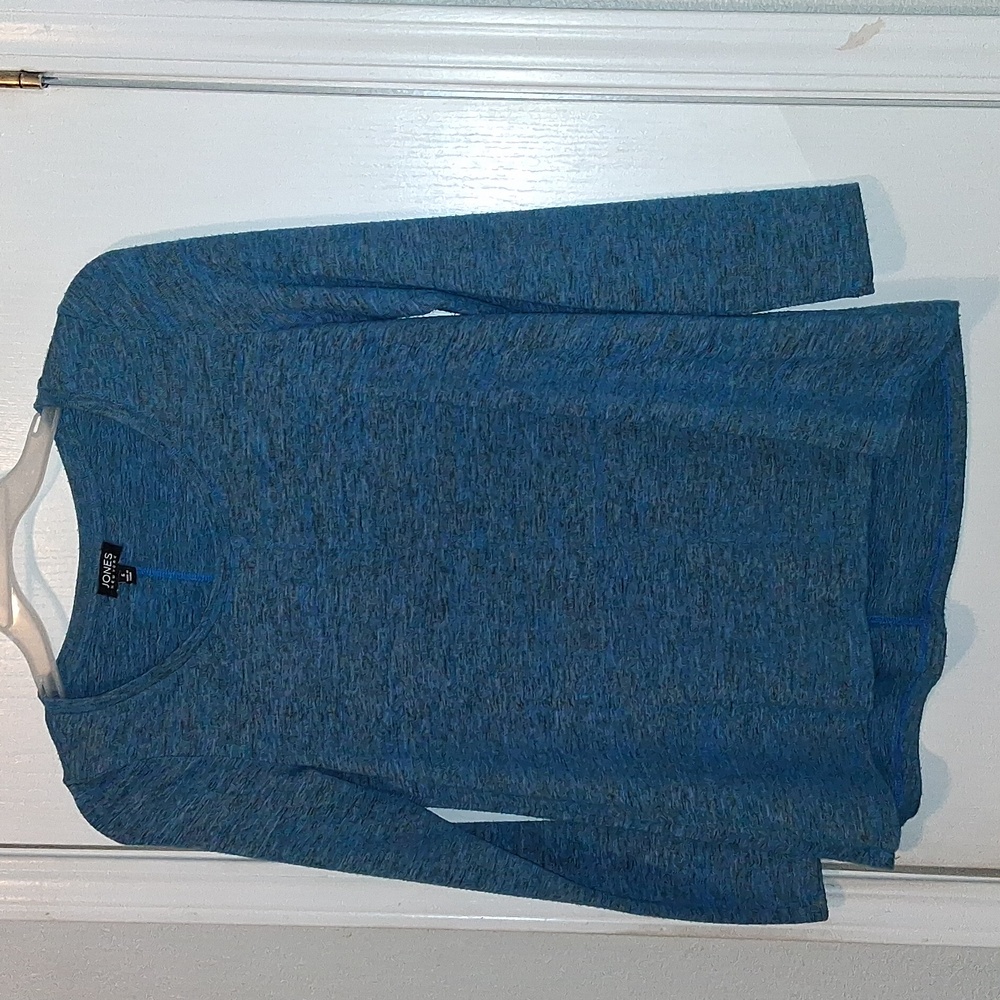 Jones New York Blue Long Sleeve Pullover Hi-low Swingy Top Sz S